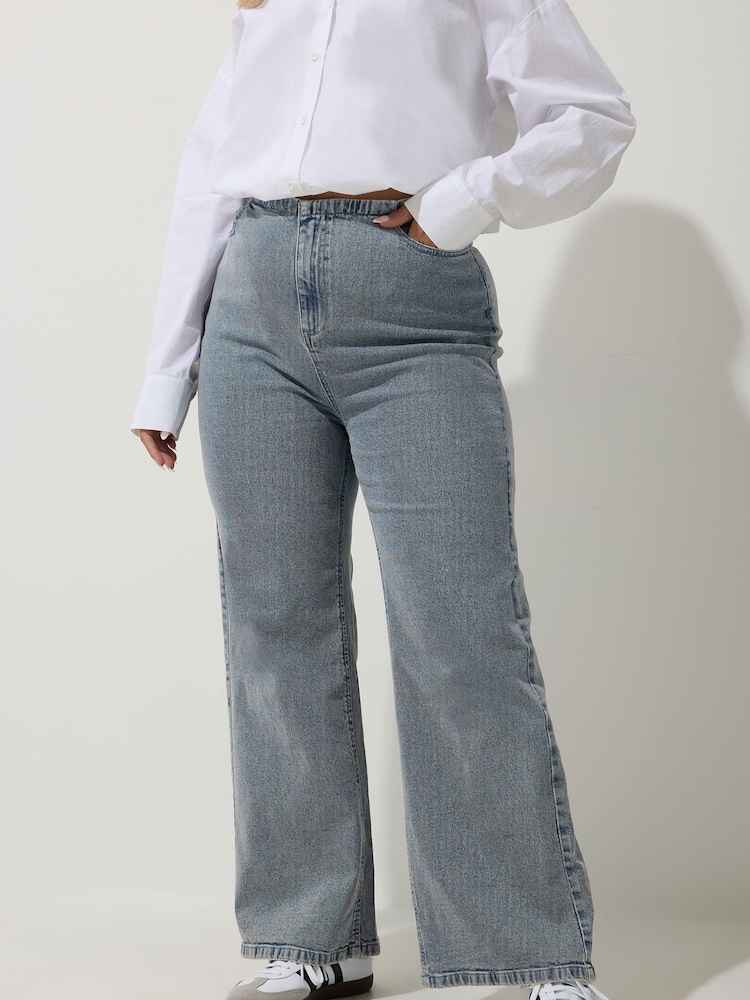 Yours Curve Blue Limited Thin Waist Band Jeans - Image 1 of 5