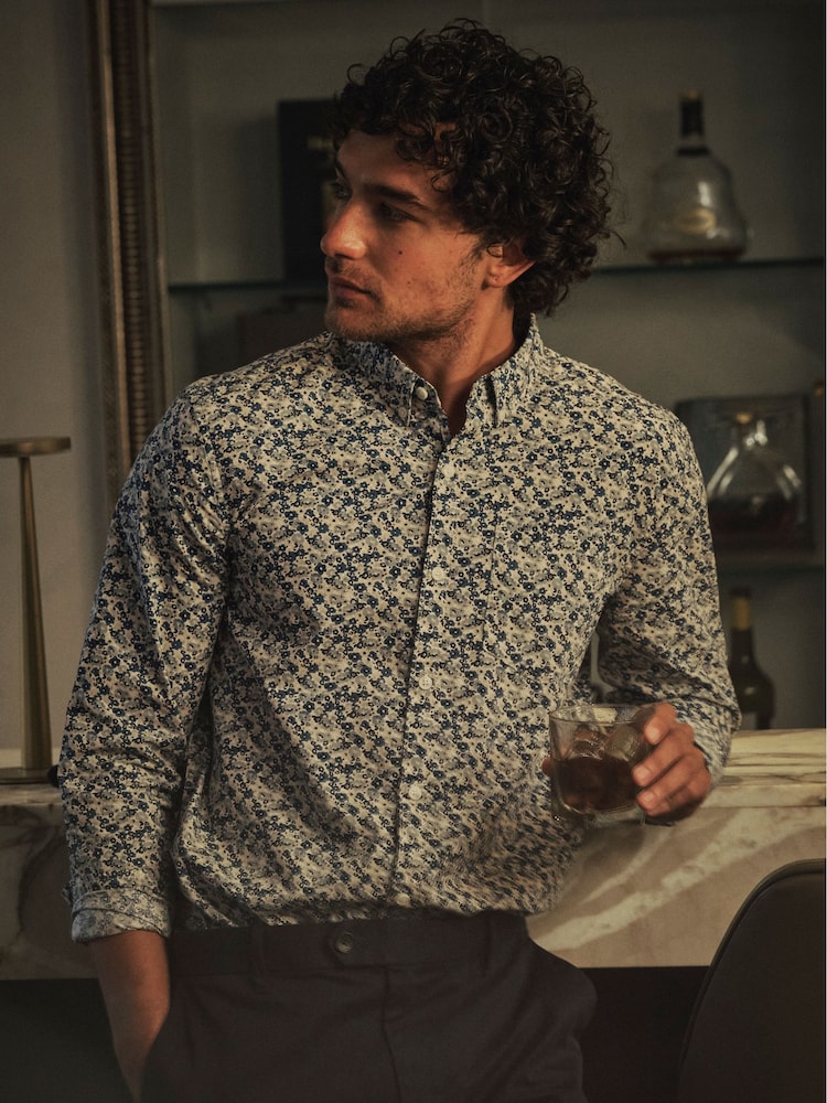FatFace Blue Long Sleeve Floral Shirt - Image 1 of 7 FatFace Blue Long Sleeve Floral Shirt - Image 1 of 7