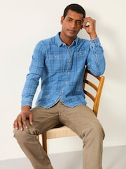 FatFace Watton Blue Long Sleeve Check Shirt - Image 4 of 6