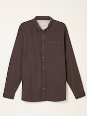 FatFace Tadlow Chocolate Brown Long Sleeve Herringbone Shirt - Image 6 of 6