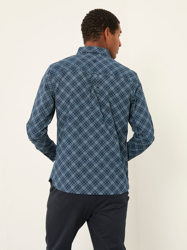 FatFace Navy Long Sleeve Tile Print Shirt - Image 2 of 7 FatFace Navy Long Sleeve Tile Print Shirt - Image 2 of 7
