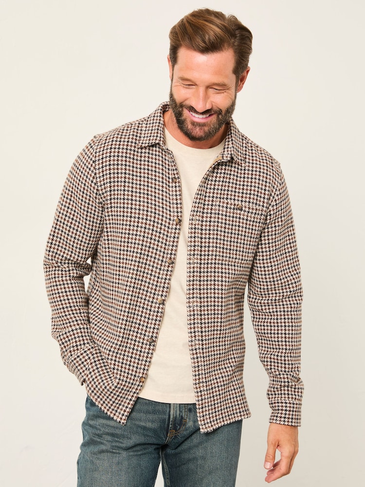 FatFace Rust Brown Long Sleeve Dogtooth Shirt - Image 1 of 6 FatFace Rust Brown Long Sleeve Dogtooth Shirt - Image 1 of 6