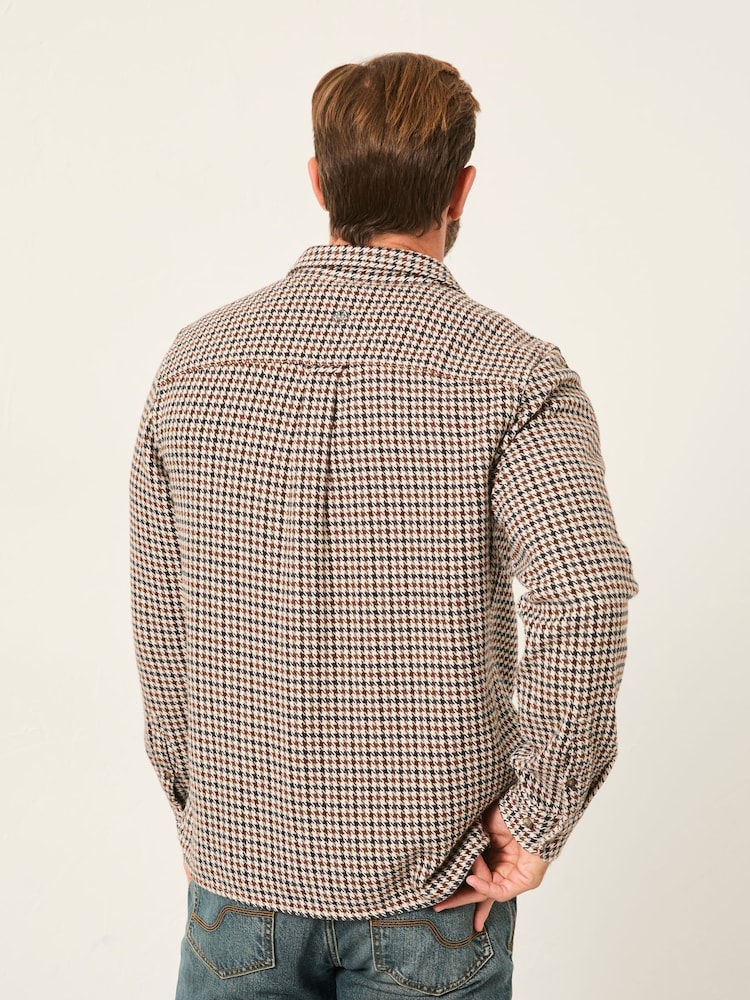 FatFace Rust Brown Long Sleeve Dogtooth Shirt - Image 2 of 6 FatFace Rust Brown Long Sleeve Dogtooth Shirt - Image 2 of 6