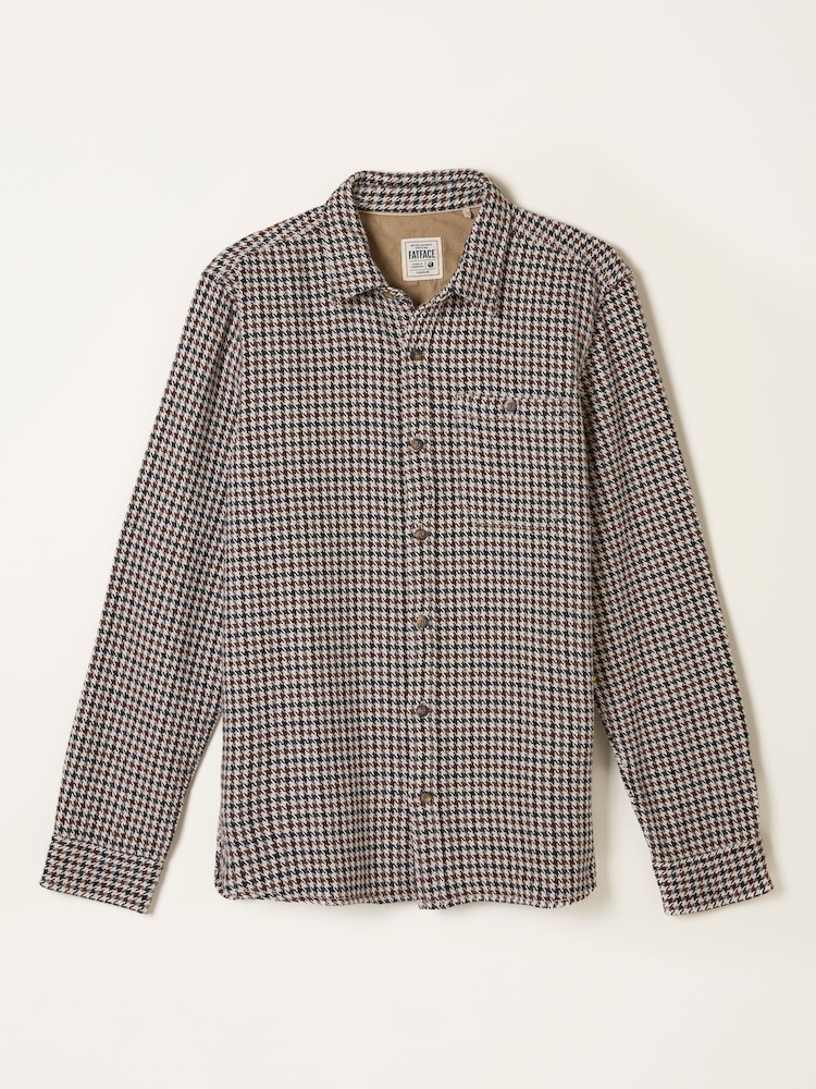 FatFace Rust Brown Long Sleeve Dogtooth Shirt - Image 6 of 6 FatFace Rust Brown Long Sleeve Dogtooth Shirt - Image 6 of 6