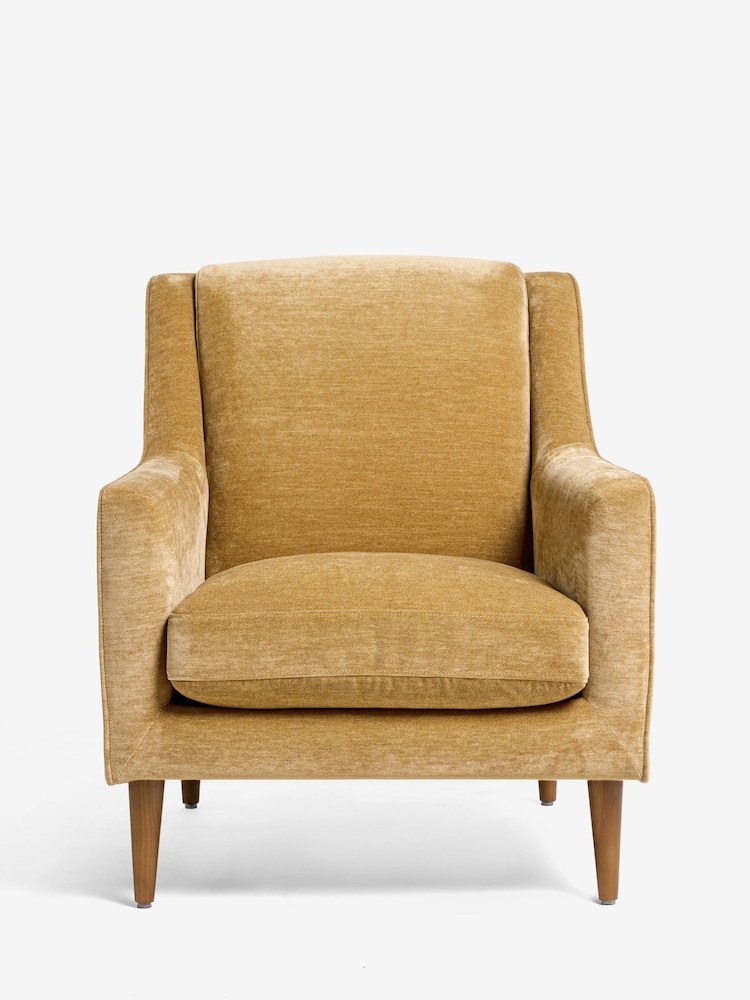 Relaxed Chenille Ochre Yellow Prescott Armchair - Image 2 of 10 Relaxed Chenille Ochre Yellow Prescott Armchair - Image 2 of 10