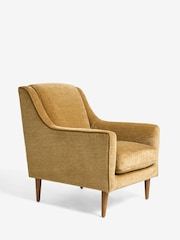 Relaxed Chenille Ochre Yellow Prescott Armchair - Image 3 of 10