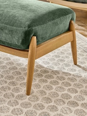 Relaxed Chenille Forest Green Hampton Wooden Stool - Image 2 of 8