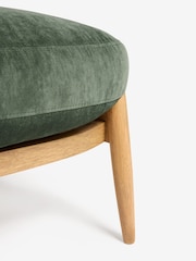 Relaxed Chenille Forest Green Hampton Wooden Stool - Image 4 of 8