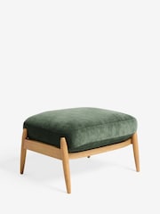 Relaxed Chenille Forest Green Hampton Wooden Stool - Image 5 of 8