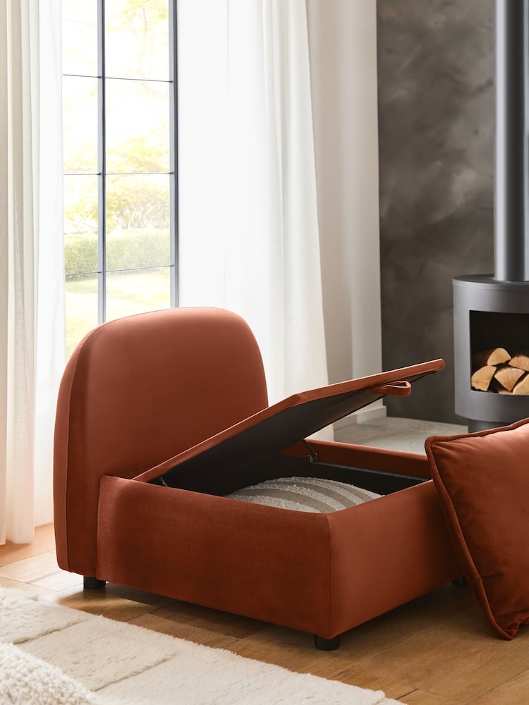 Soft Velvet Rust Brown Crosby Modular Centre Piece Sofa - Image 2 of 10 Soft Velvet Rust Brown Crosby Modular Centre Piece Sofa - Image 2 of 10