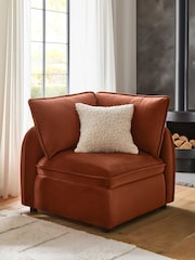 Soft Velvet Rust Brown Crosby Modular Corner Piece Sofa - Image 1 of 8