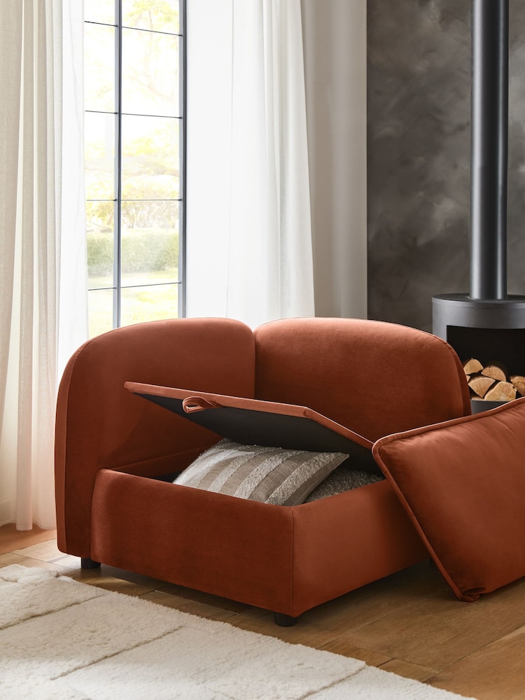 Soft Velvet Rust Brown Crosby Modular Corner Piece Sofa - Image 2 of 8