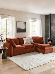 Soft Velvet Rust Brown Crosby Modular Corner Piece Sofa - Image 4 of 8