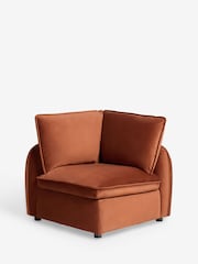 Soft Velvet Rust Brown Crosby Modular Corner Piece Sofa - Image 6 of 8