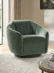 Relaxed Chenille Forest Green Zane Swivel Accent Chair - Image 1 of 8