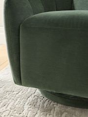 Relaxed Chenille Forest Green Zane Swivel Accent Chair - Image 2 of 8