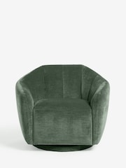 Relaxed Chenille Forest Green Zane Swivel Accent Chair - Image 5 of 8