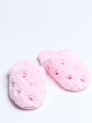 Boux Avenue Candy Pink Floral Embroidered Mule Slippers - Изображение 5 из 6