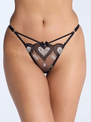 Boux Avenue Black & White Amore Embroidered Heart Tanga Briefs - Изображение 1 из 3