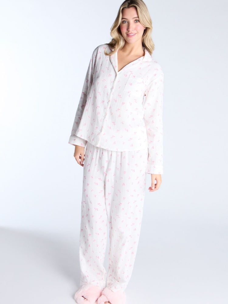 Boux Avenue White Ditsy Floral Long Pyjamas Set - Image 1 of 5 Boux Avenue White Ditsy Floral Long Pyjamas Set - Image 1 of 5