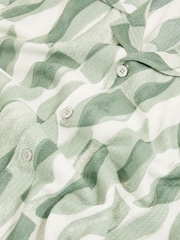 Reiss Sage Green Taro Printed Textured Cuban-Collar Shirt - Image 5 of 5