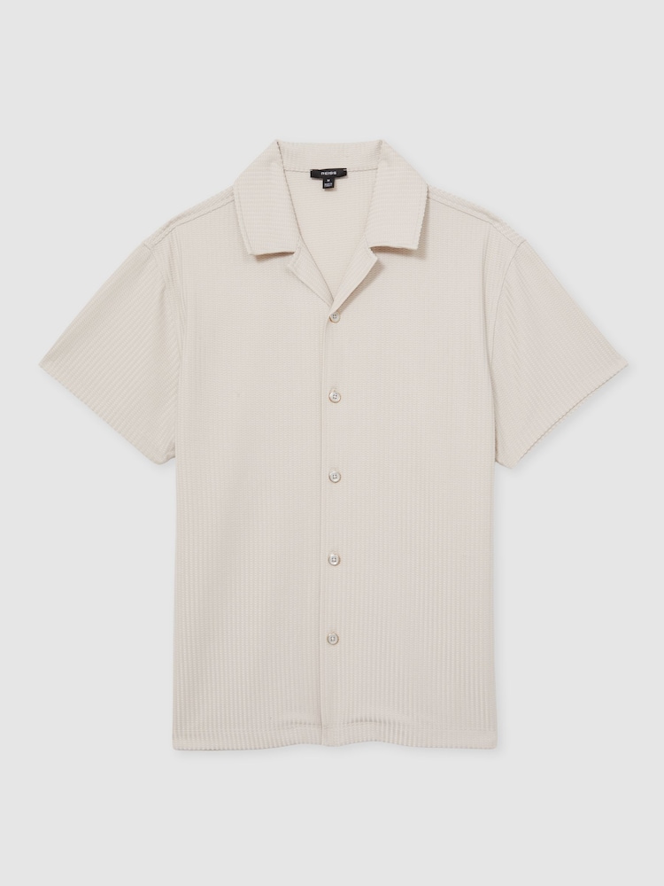 Champagne - Reiss Warwick Textured-Knit Cuban-Collar Shirt - Image 2 of 6