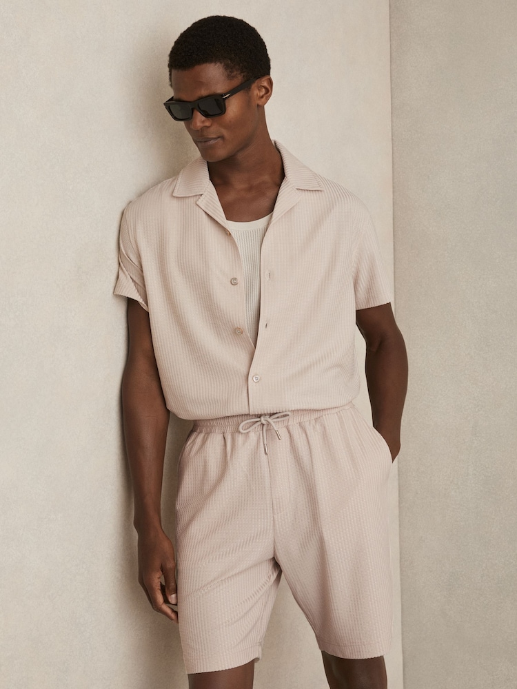 Champagne - Reiss Warwick Textured-Knit Cuban-Collar Shirt - Image 3 of 6