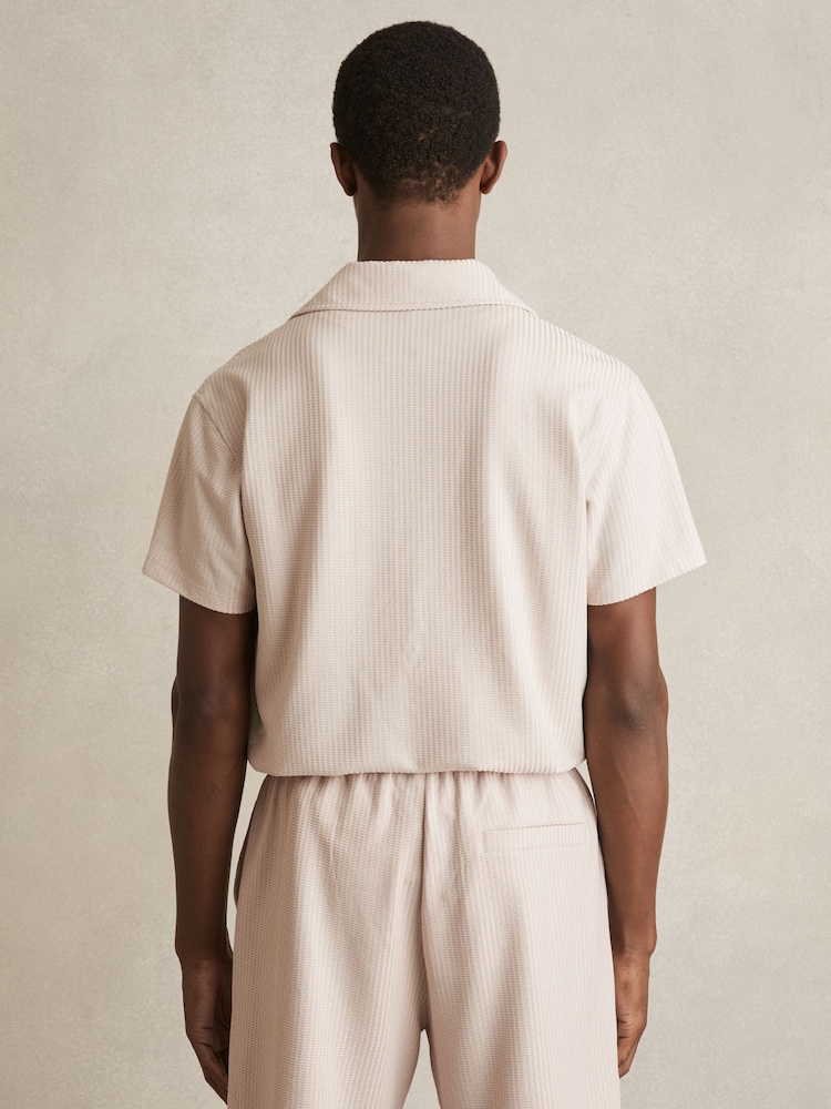 Champagne - Reiss Warwick Textured-Knit Cuban-Collar Shirt - Image 5 of 6