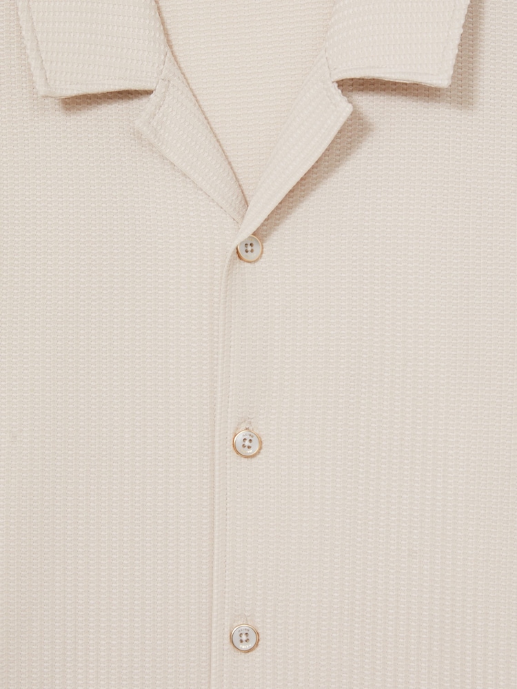 Champagne - Reiss Warwick Textured-Knit Cuban-Collar Shirt - Image 6 of 6