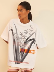 Reiss Ivory Spencer Reiss | NYBG Floral Oversize T-Shirt - Image 1 of 5