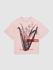 Reiss Pink Spencer Reiss | NYBG Floral Oversize T-Shirt - Image 2 of 5