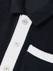 Reiss Blue Multi Micah 3-9 yrs Velour Colour-Block Shirt - Image 4 of 4