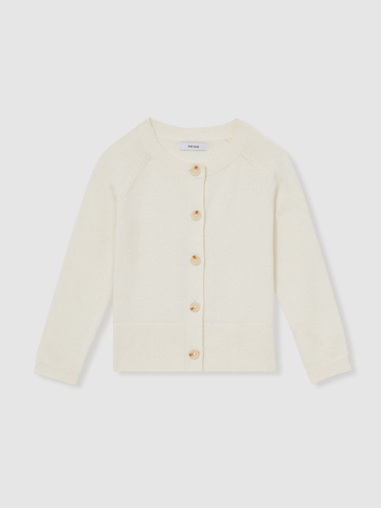 Reiss Ivory Ottie 4-9 yrs Cotton Crew-Neck Cardigan - Image 2 of 4