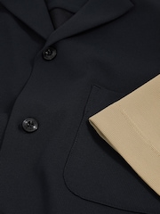 Reiss Navy/Brown Peza Colour-Block Cuban-Collar Shirt - Image 5 of 5