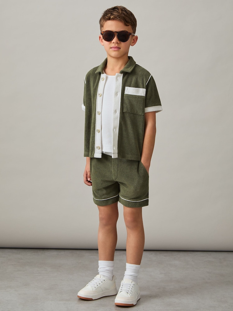 Multicolor verde - Reiss Selvio Velour Colour-Block Shorts - Imagen 1 de 5