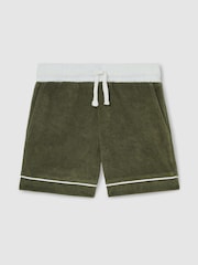 Multicolor verde - Reiss Selvio Velour Colour-Block Shorts - Imagen 2 de 5