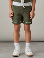 Multicolor verde - Reiss Selvio Velour Colour-Block Shorts - Imagen 3 de 5