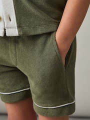 Multicolor verde - Reiss Selvio Velour Colour-Block Shorts - Imagen 4 de 5