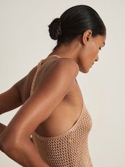 Reiss Gold Ruby Atelier Open Knit Halterneck Top - Image 3 of 7