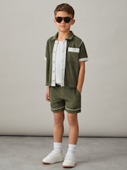 Multicolor verde - Reiss Selvio Velour Colour-Block Shorts - Imagen 3 de 5