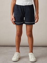 Reiss Blue Multi Selvio 3-9 yrs Velour Colour-Block Shorts - Image 3 of 4