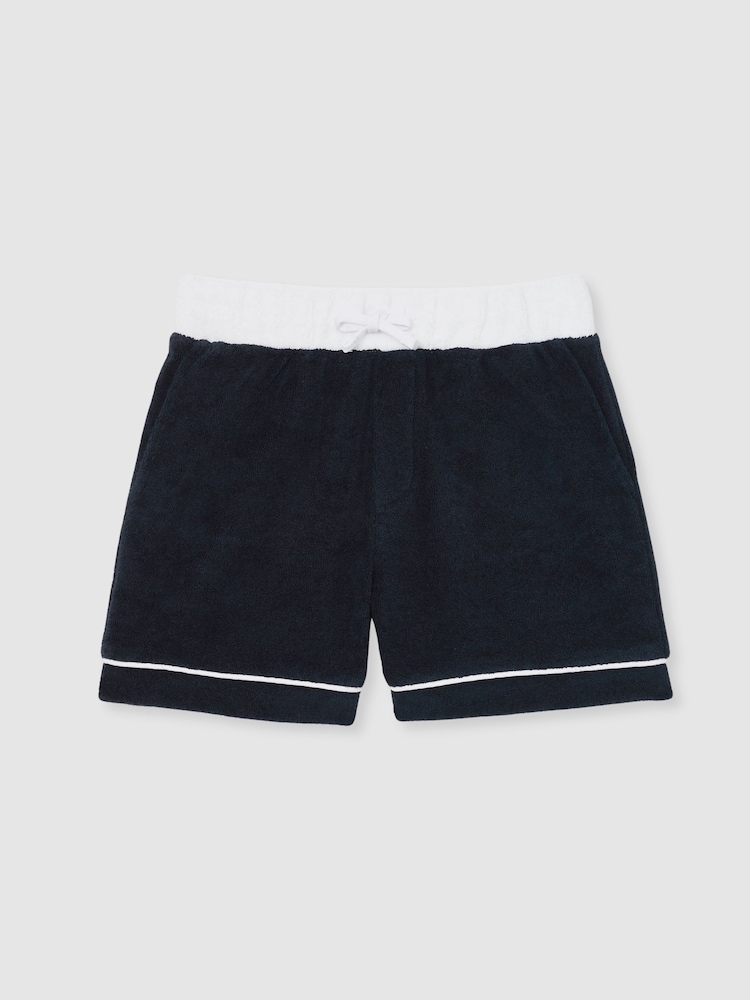 Reiss Blue Multi Selvio 13-14 yrs Velour Colour-Block Shorts - Image 1 of 4