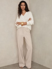 Reiss White Jenny Cotton V-Neck Knit Jumper - Image 3 of 8