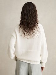 Reiss White Jenny Cotton V-Neck Knit Jumper - Image 5 of 8