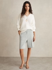 Reiss White Jenny Cotton V-Neck Knit Jumper - Image 7 of 8