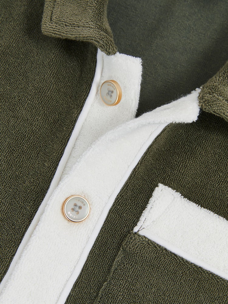 Reiss Green Multi Micah 3-9 yrs Velour Colour-Block Shirt - Image 4 of 4