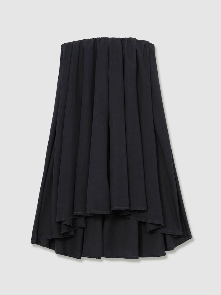 Reiss Indigo Flo Tencel Strapless Dip-Hem Mini Dress - Image 2 of 5