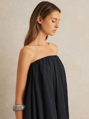 Reiss Indigo Flo Tencel Strapless Dip-Hem Mini Dress - Image 3 of 5