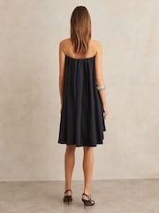 Reiss Indigo Flo Tencel Strapless Dip-Hem Mini Dress - Image 4 of 5