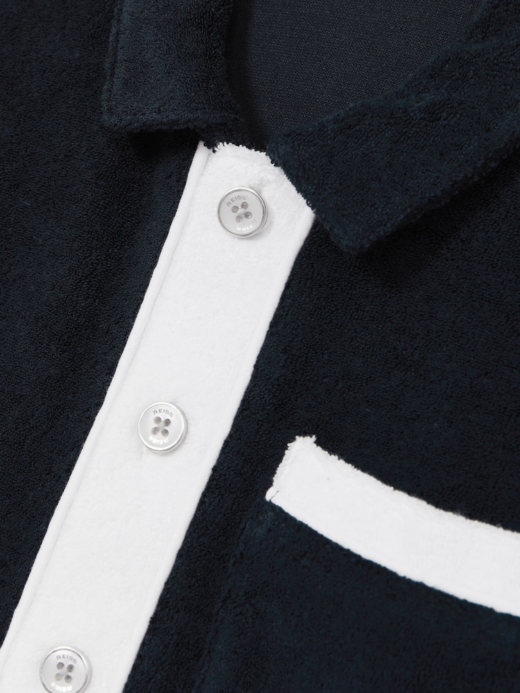 Reiss Blue Multi Micah 9-13 yrs Velour Colour-Block Shirt - Image 4 of 4